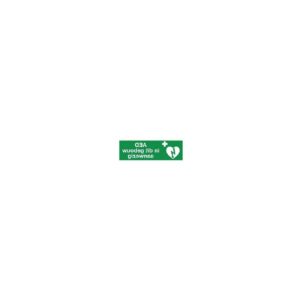 Pictogram Spiegelbeeldsticker AED 300x100mm Raamsticker